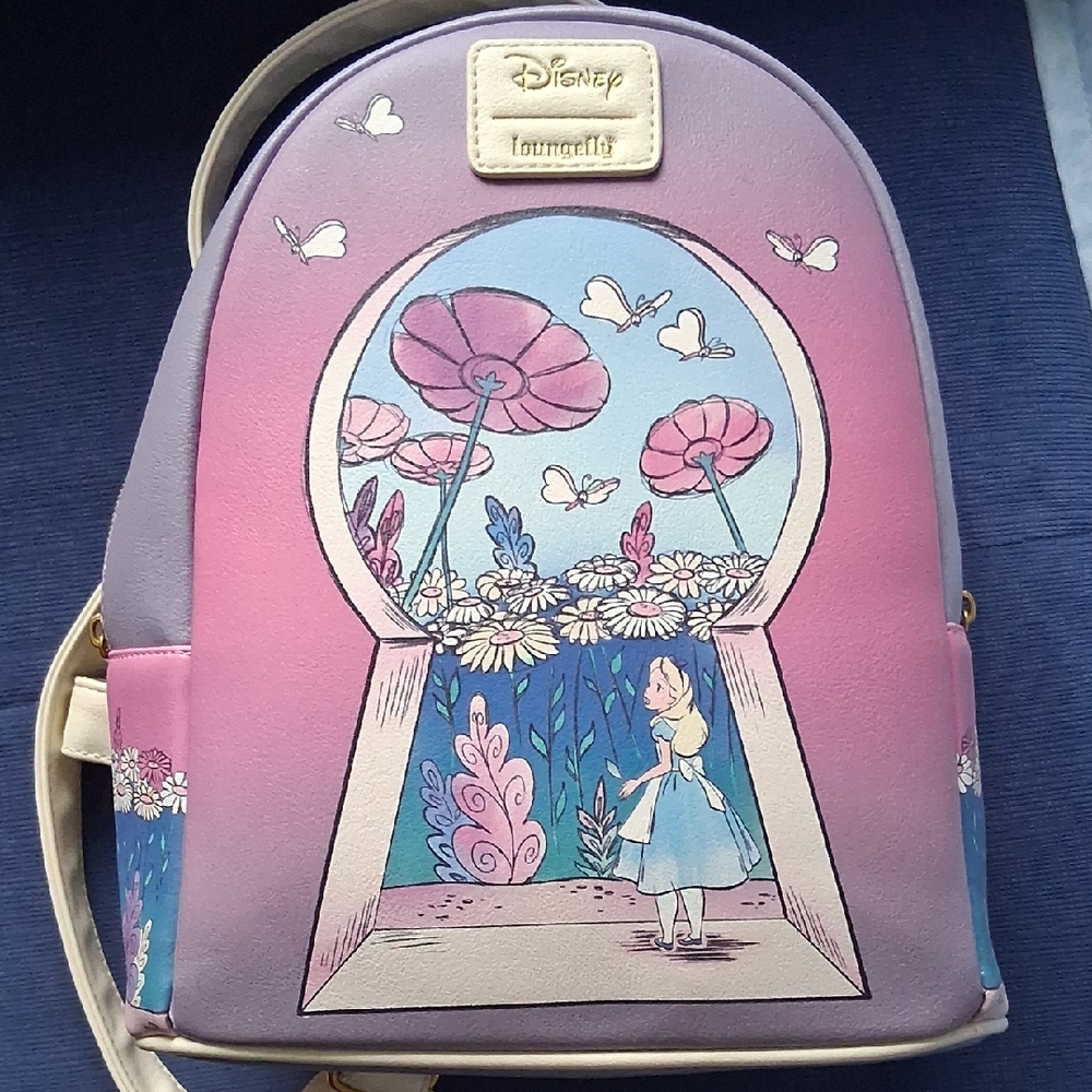 Loungefly Pink and Purple Keyhole Alice in Wonderland Backpack Disney
